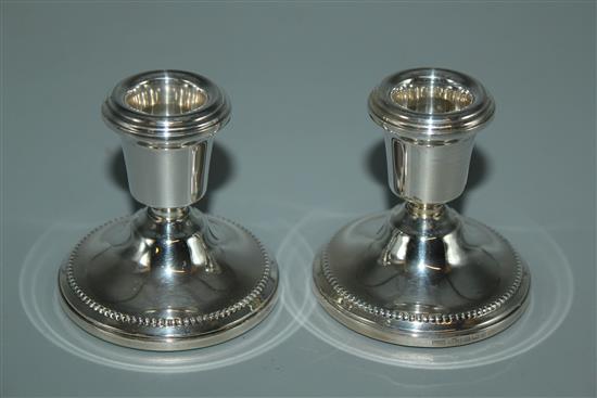 Modern pr silver dwarf candlesticks, filled, Broadway & Co, 1984